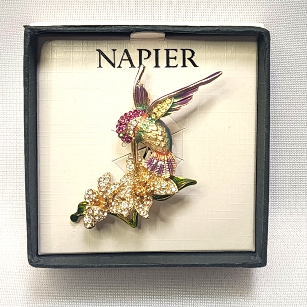 Napier Hummingbird Brooch Pin In Original Box